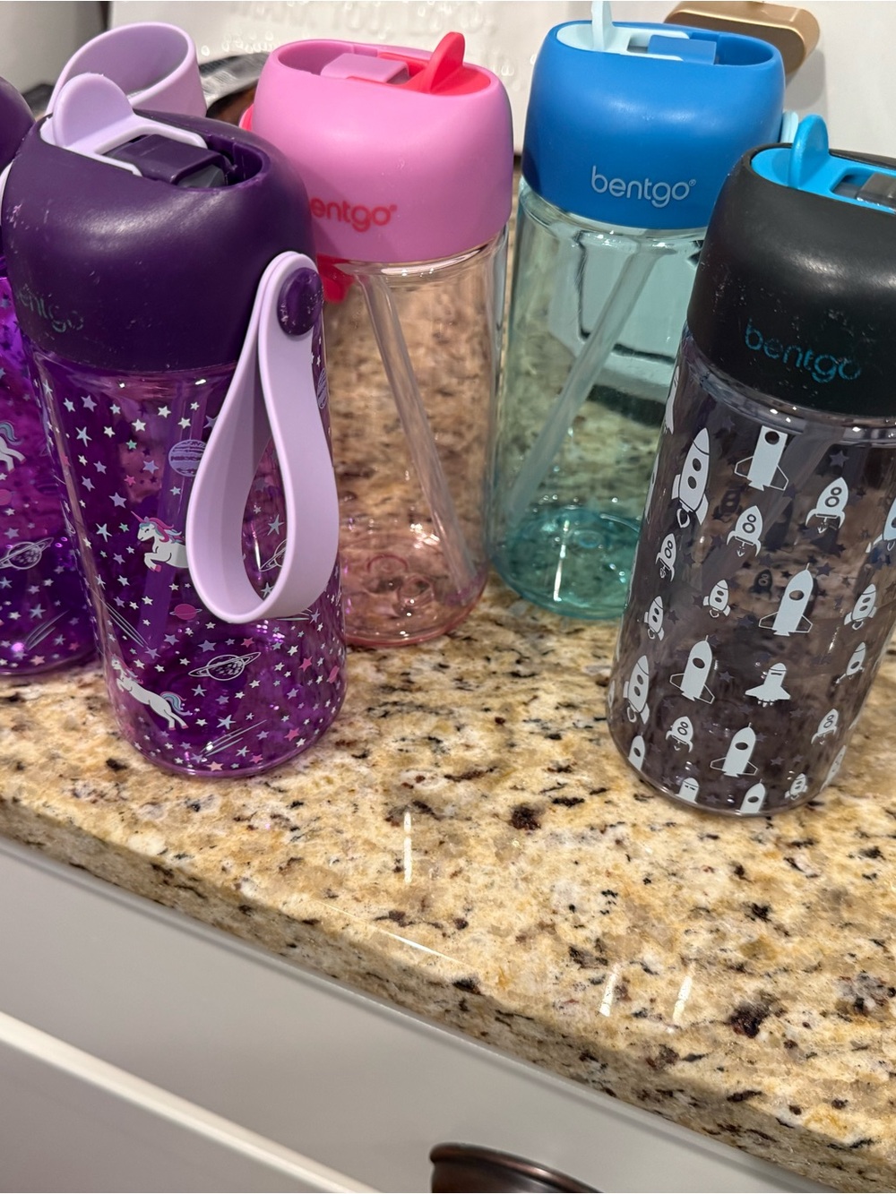 Bentgo Kids Straw Water Bottle - Assorted Colors (Purple, Pink, Blue, Black)